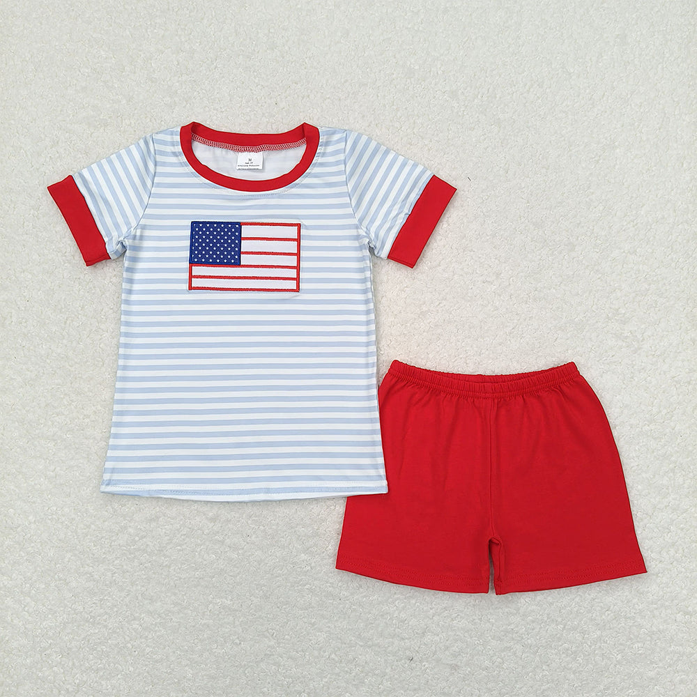 Sibling Embroidery Baby Boys 4th Of July Shirt Shorts Summer Outfits