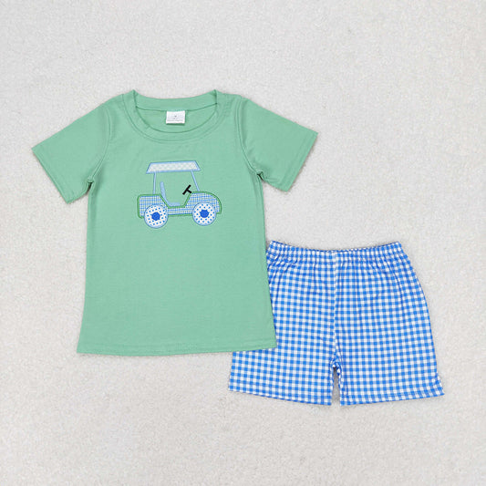 BSSO0692 baby boy green clothes golf cart summer outfits