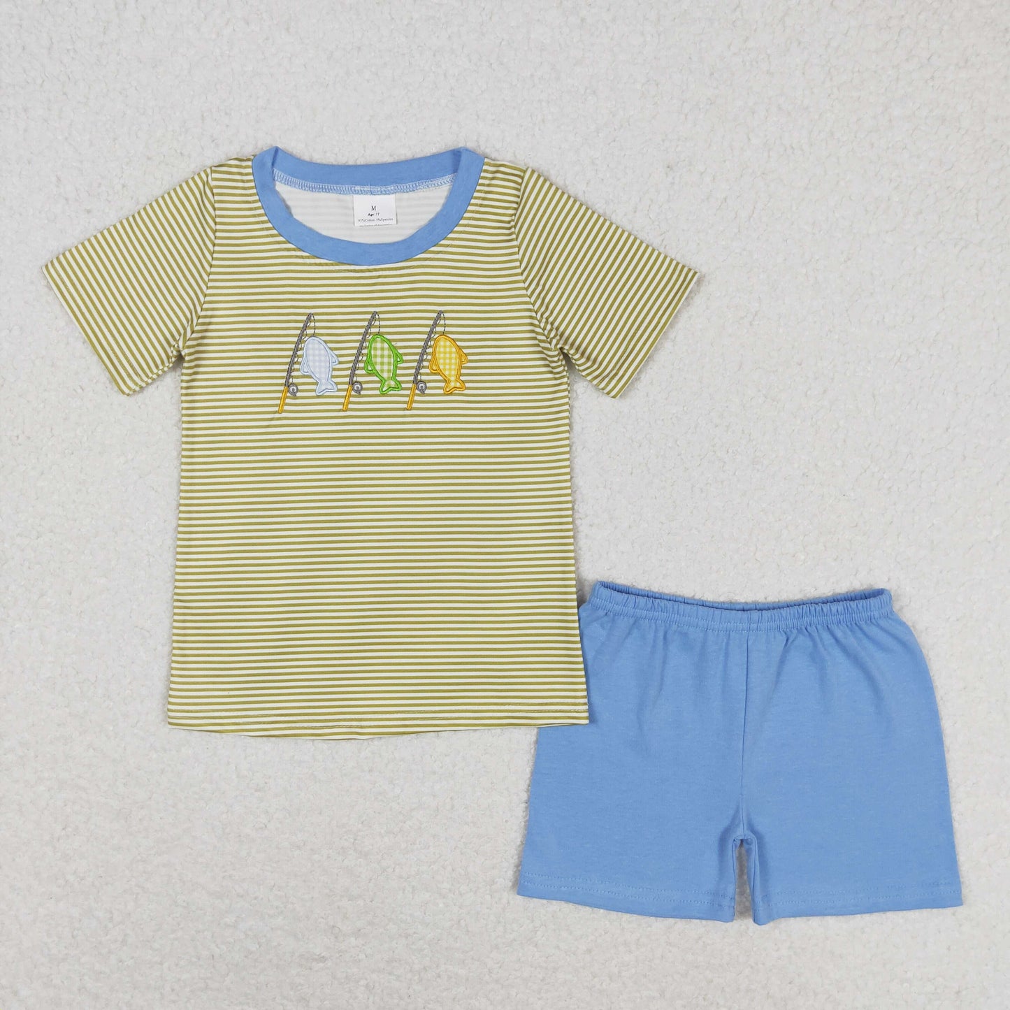 Sibling Baby Boys Embroidery Fishing Tee Shirts Summer Shorts Clothes Sets