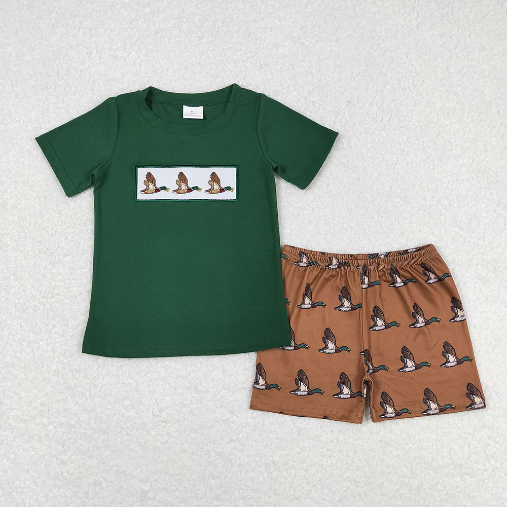 BSSO0735 baby boy clothes mallard ducks embroidery summer outfits