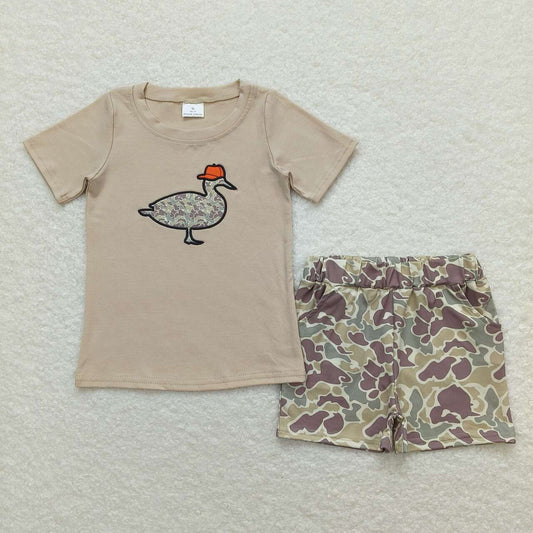 BSSO0781  baby Boys embroidery duck shirt camouflage summer outfits