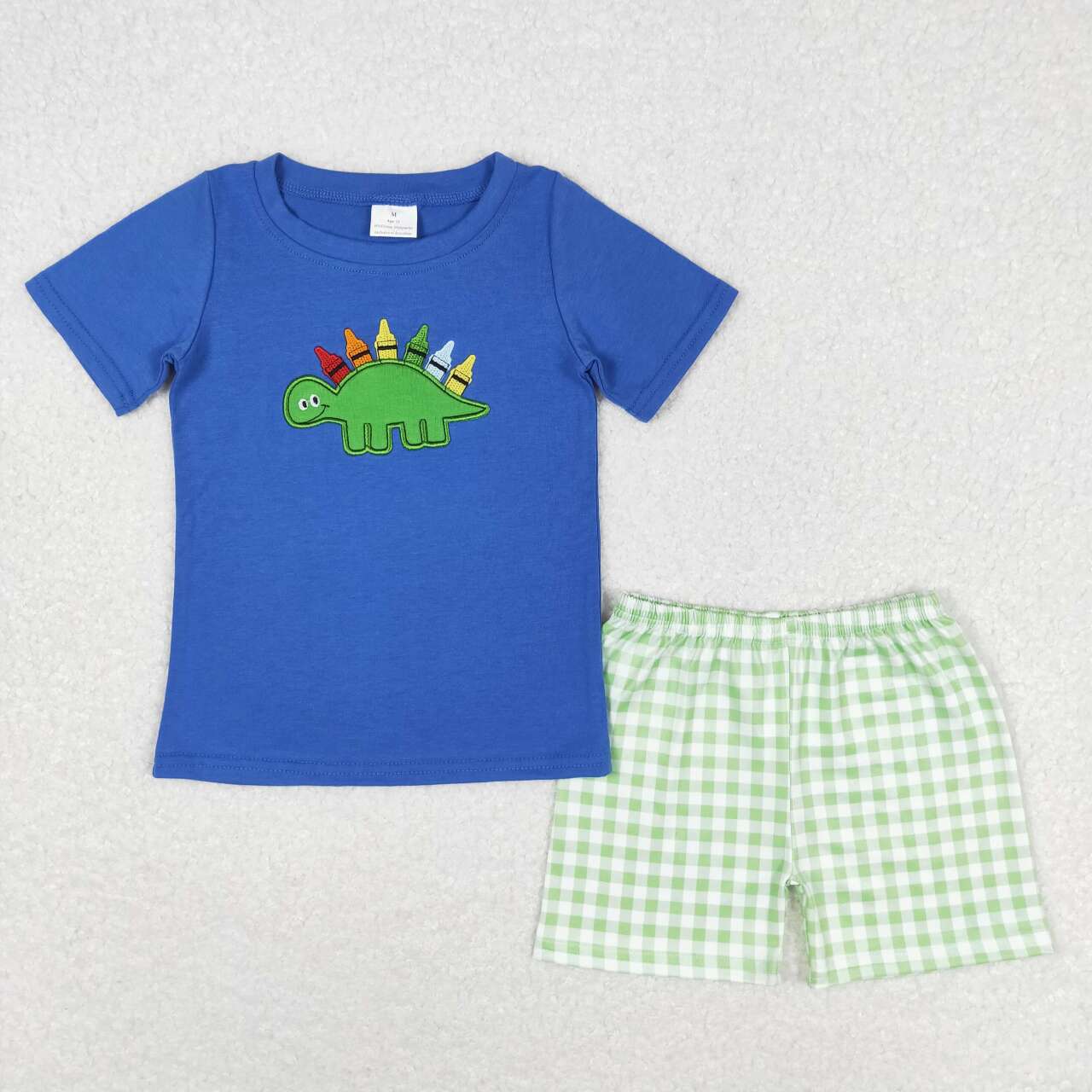 BSSO0805 baby boy clothes embroidery dinosaur back to school day toddler summer outfits