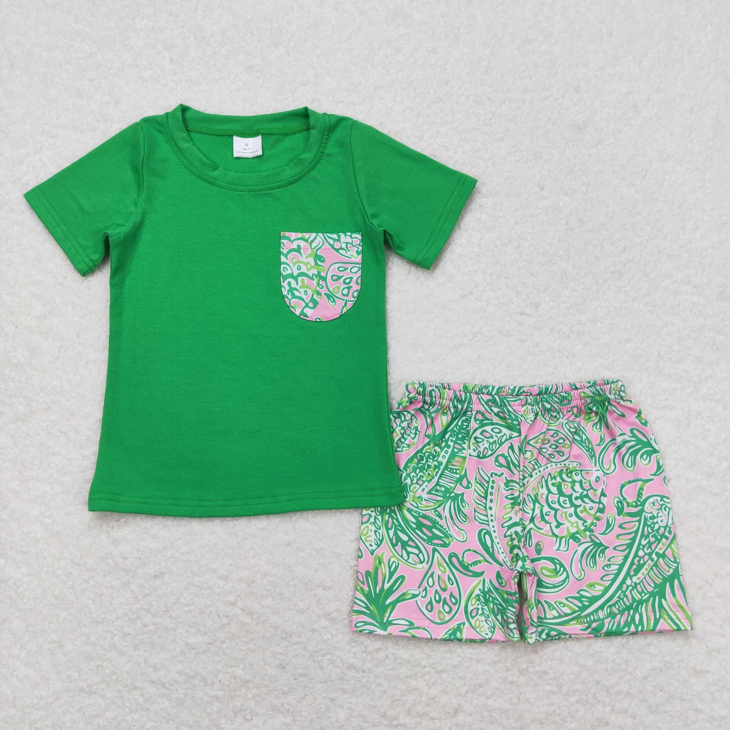 Sibling Baby Boys Girls Green Leaves Fish Summer Outfits Clothes Sets Shirts Tunic Dresses