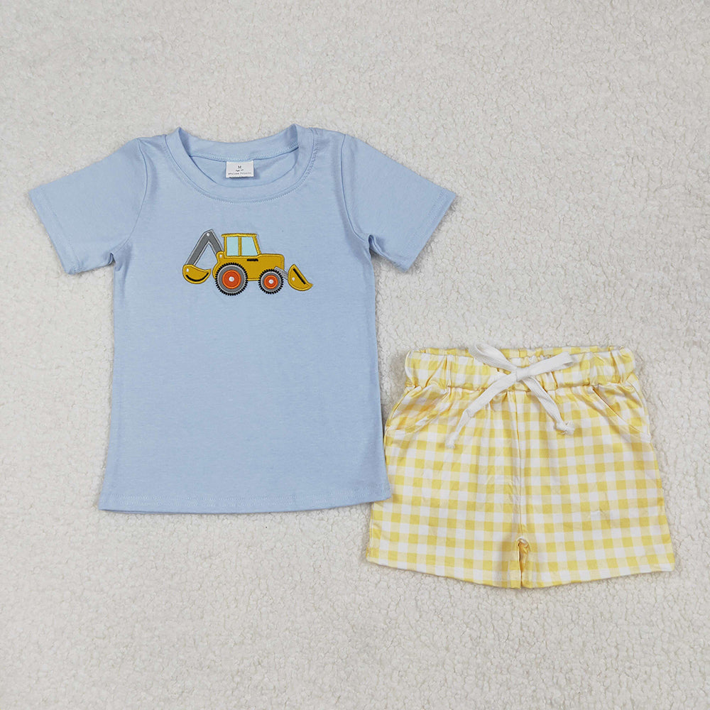 BSSO1117  baby boy clothes truck embroidery shirt summer outfits