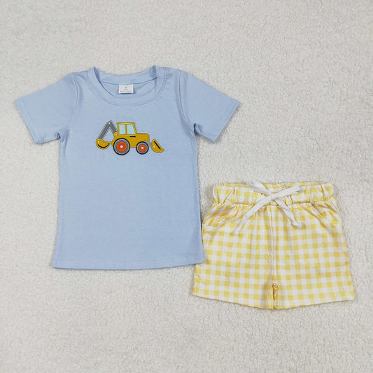 BSSO1117  baby boy clothes truck embroidery shirt summer outfits