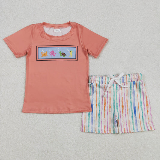 BSSO1278 baby boys clothes sea animals shorts summer outfits