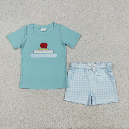 BSSO1329 baby boy clothes back to school book apple summer outfits