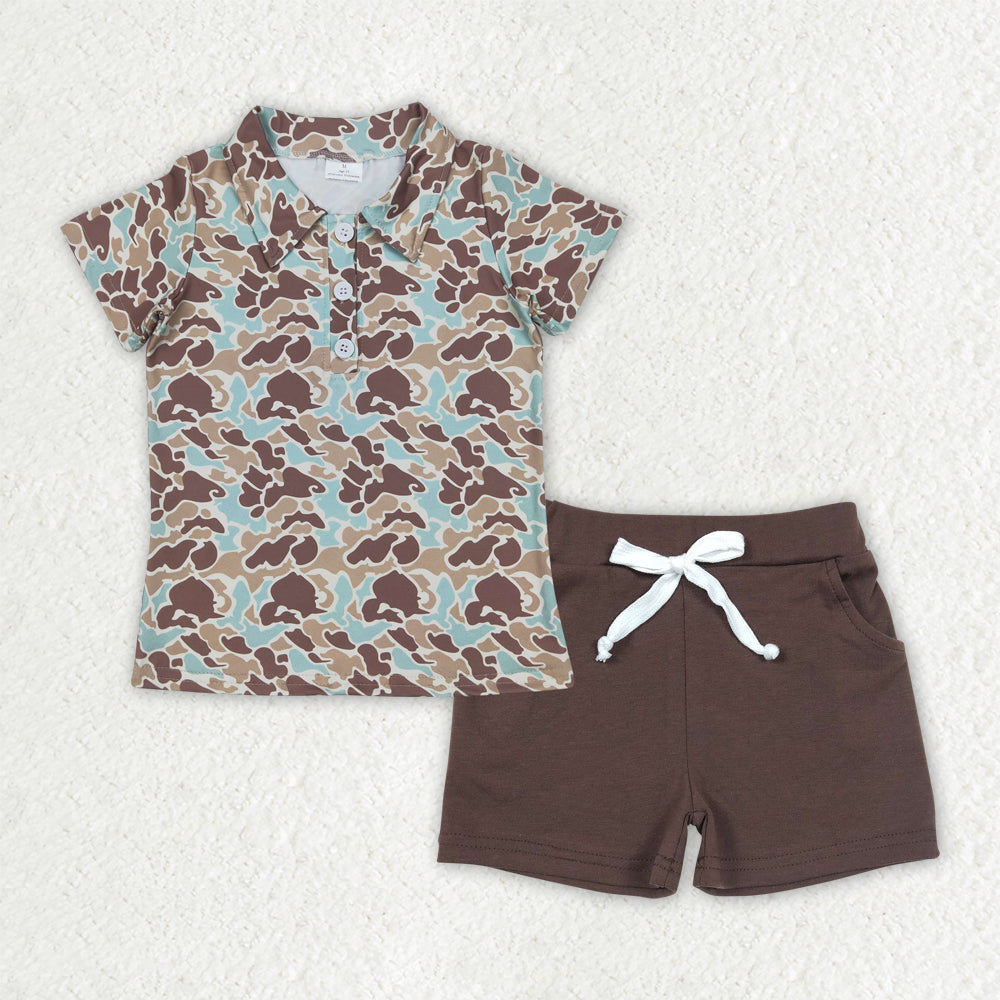 BSSO1486 Baby Boys Camouflage Pullover tops summer shorts outfits sets