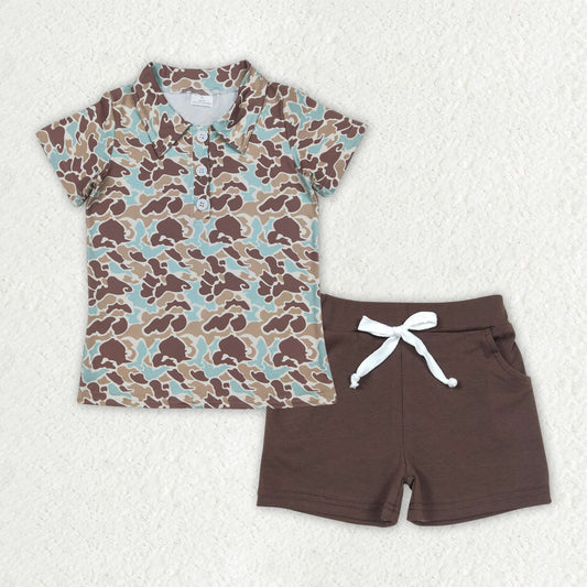 BSSO1486 Baby Boys Camouflage Pullover tops summer shorts outfits sets