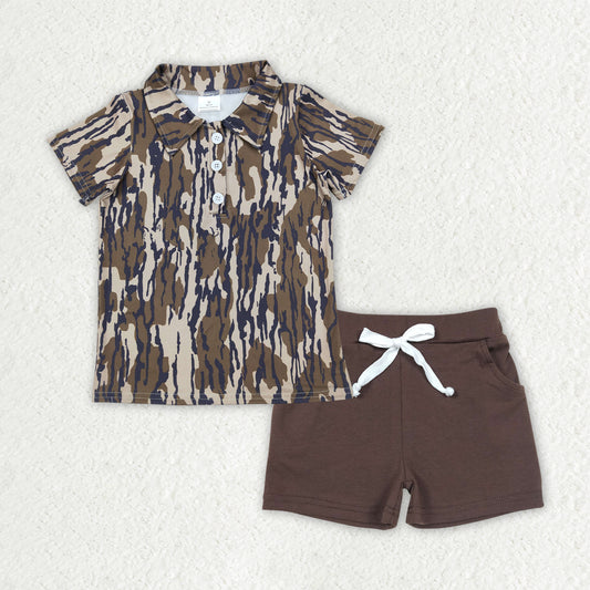 BSSO1489 Baby Boys Camouflage Pullover tops summer shorts outfits sets