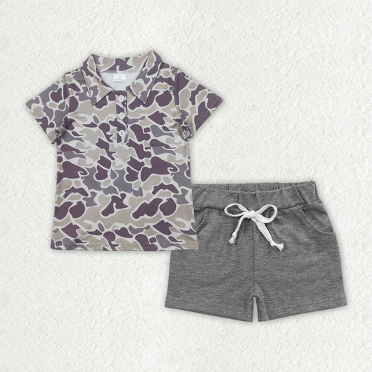 BSSO1490 Baby Boys Camouflage Pullover tops summer shorts outfits sets
