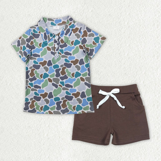 BSSO1492 Baby Boys Camouflage Pullover tops summer shorts outfits sets