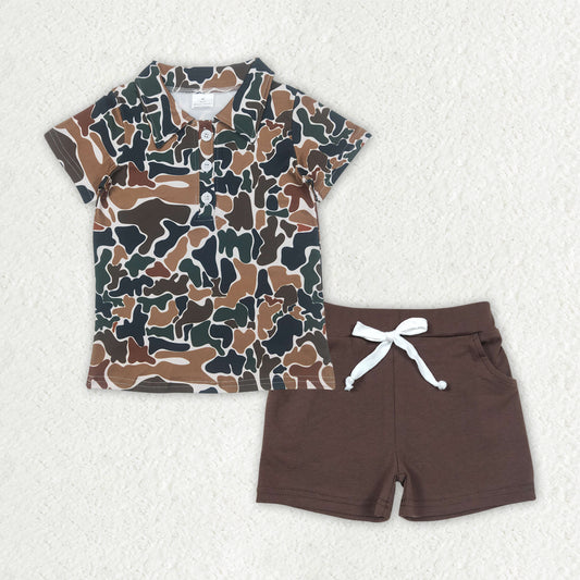 BSSO1493 Baby Boys Camouflage Pullover tops summer shorts outfits sets