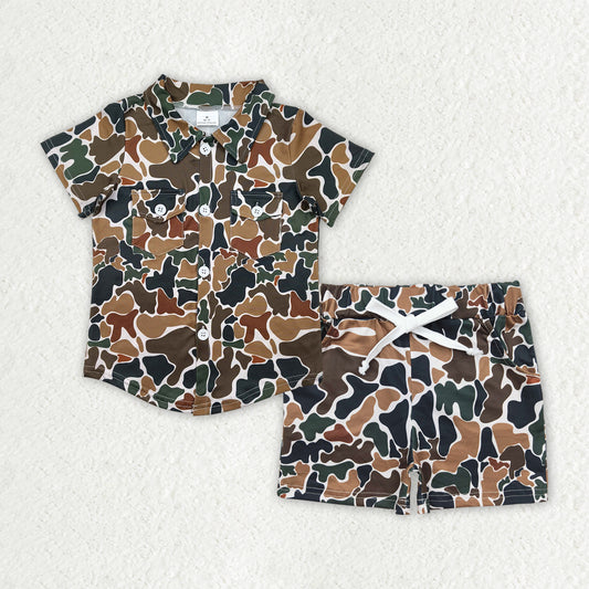 BSSO1512 Baby Boys Camouflage tops summer shorts outfits sets