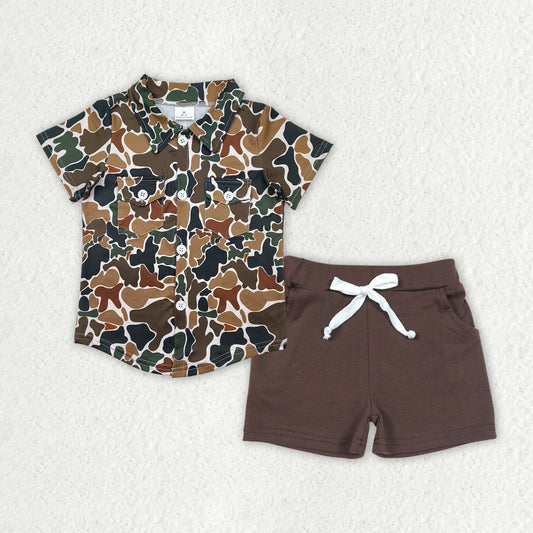 BSSO1513 Baby Boys Camouflage tops summer shorts outfits sets