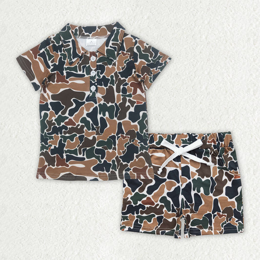 BSSO1522 Baby Boys Camouflage tops summer shorts outfits sets