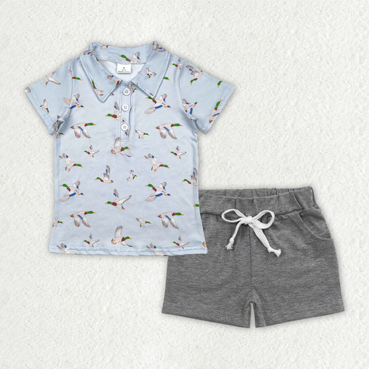 BSSO1523 Baby Boys ducks hunting tops summer shorts outfits sets