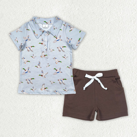 BSSO1524 Baby Boys ducks hunting tops summer shorts outfits sets