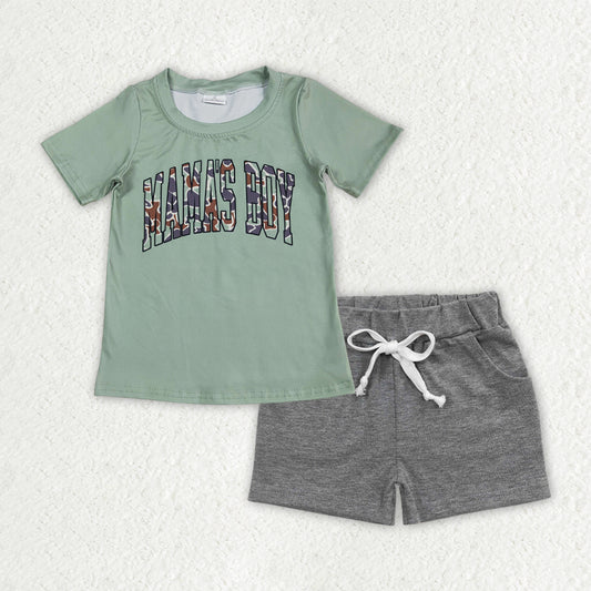 BSSO1542 baby boys clothes mama's boy green summer outfits