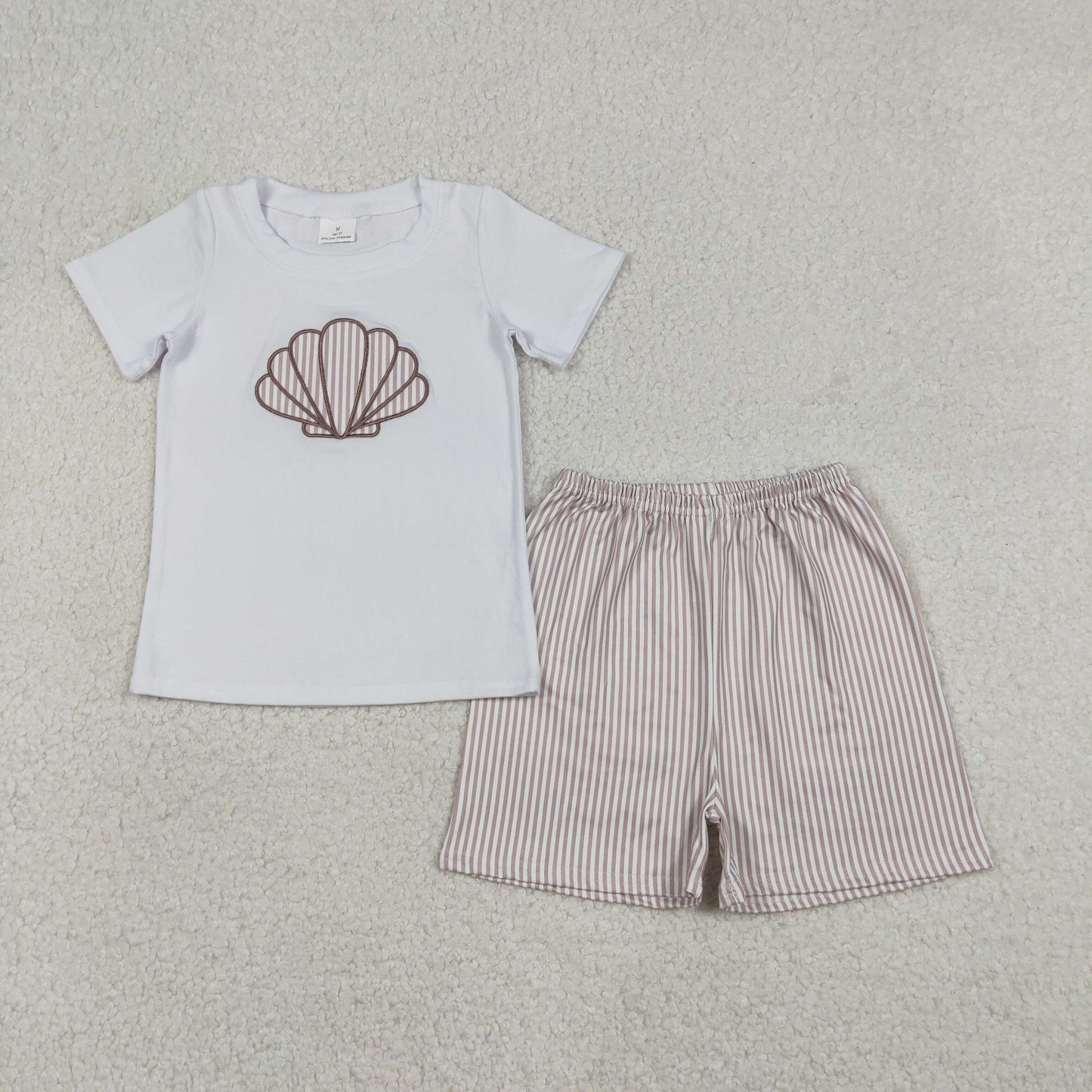 Sibling Baby Boys Girls Embroidery Stripe Shells Top Shorts Clothes Sets