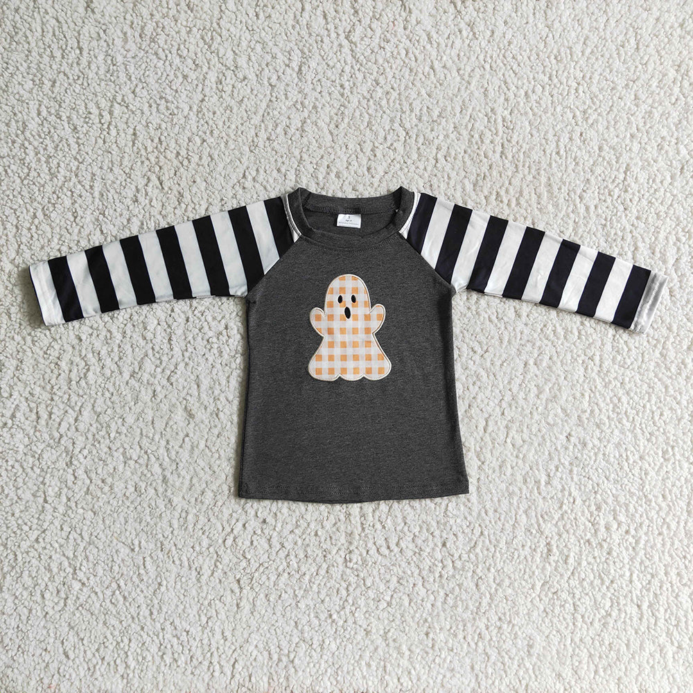 Sibling Baby Boys Embroidery Boo Ghosts Pumpkins Halloween Tee Shirts Top