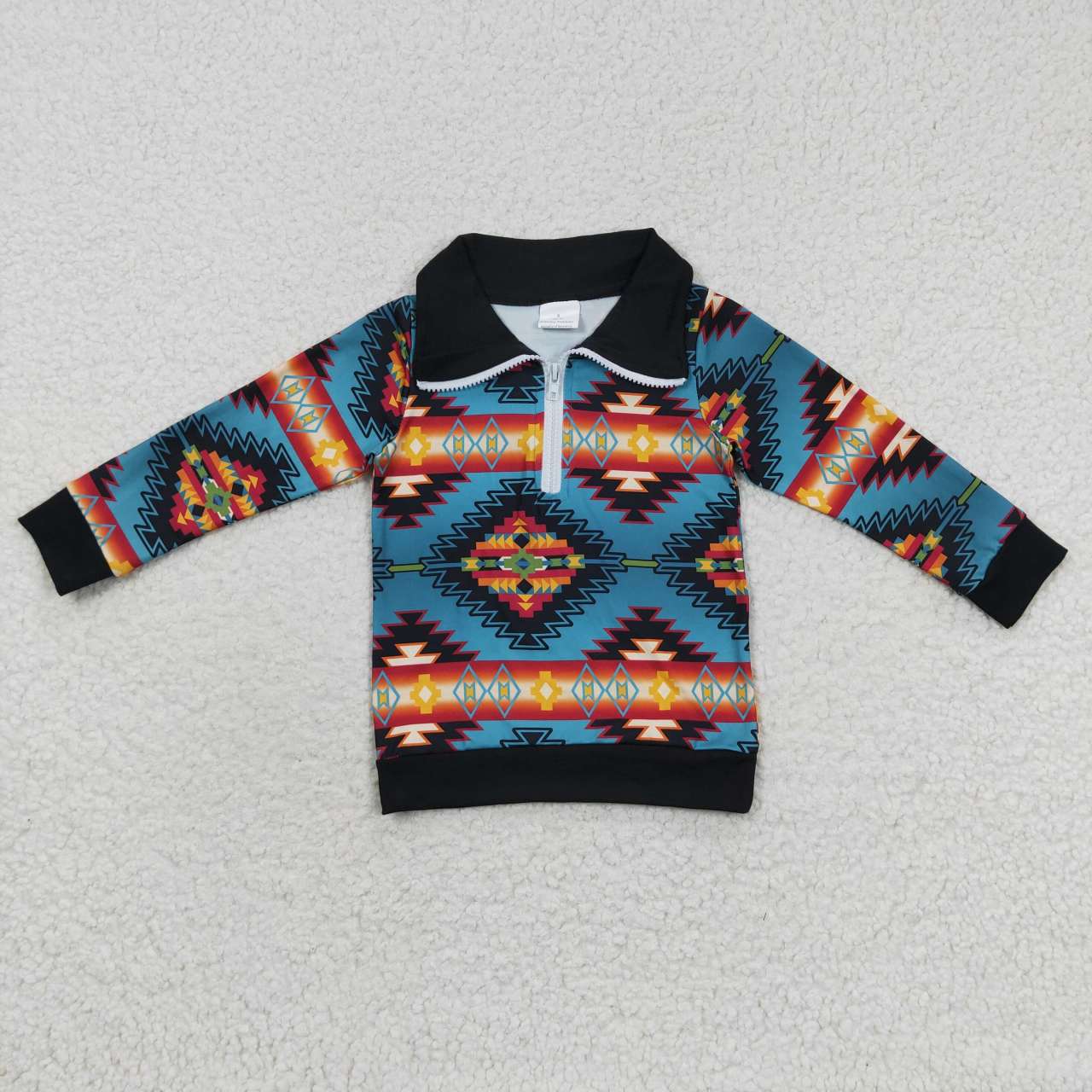 Sibling Baby Boys Western Aztec Long Sleeves Zipper Pullover Tops