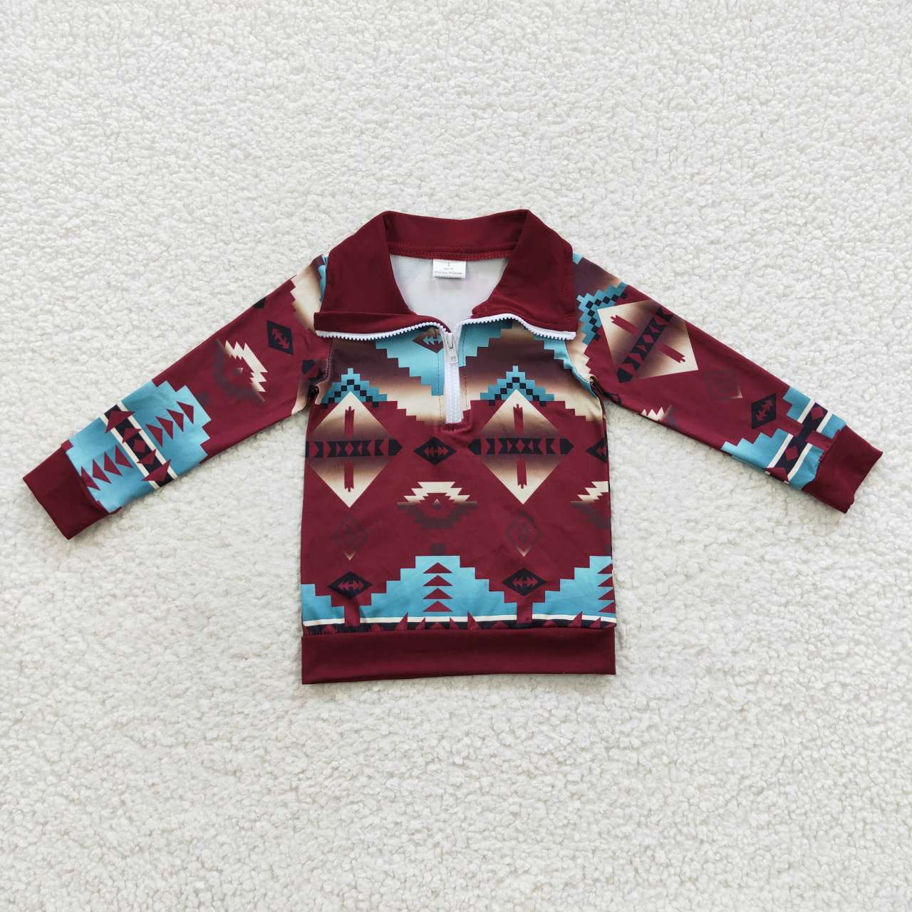 Sibling Baby Boys Western Aztec Long Sleeves Zipper Pullover Tops