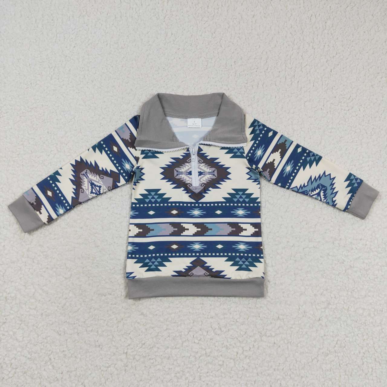Sibling Baby Boys Western Aztec Long Sleeves Zipper Pullover Tops