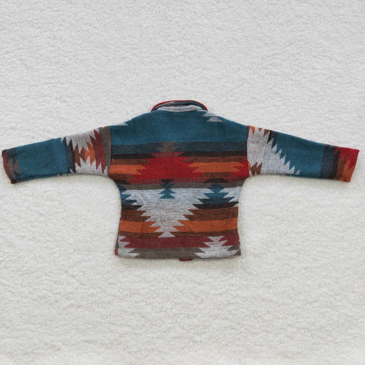 Boy Blue Red Azstec Pocket Long Sleeve Polo Shirt BT0284