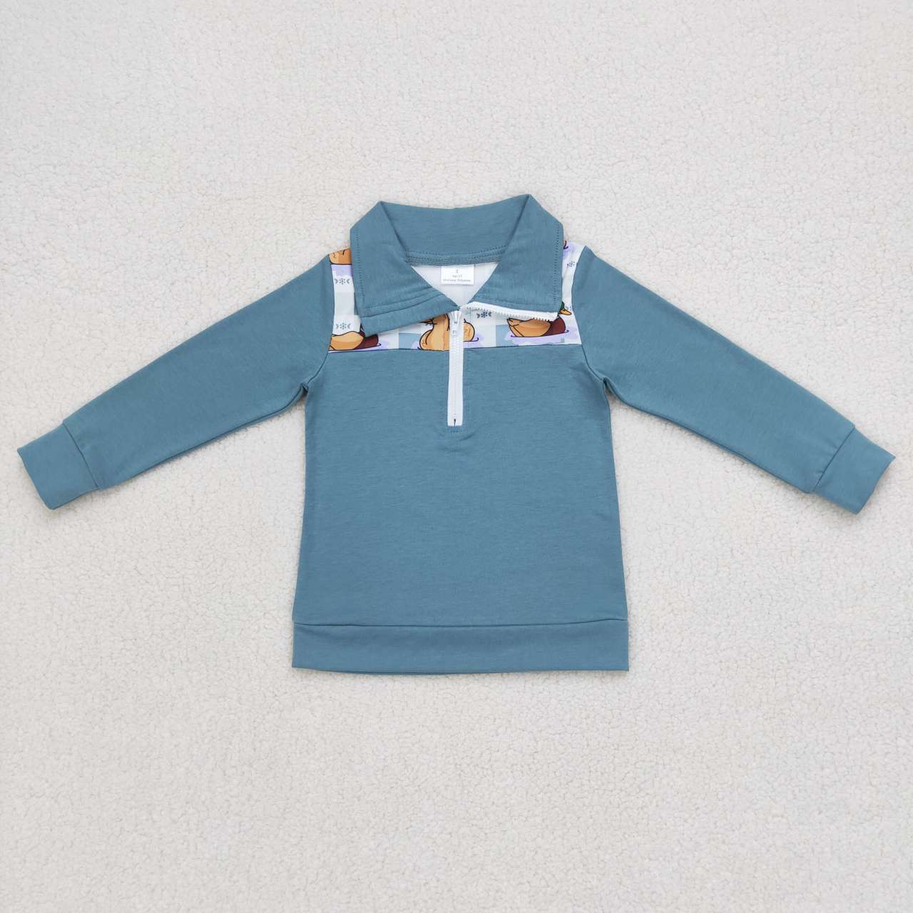 Sibling Baby Boys Long Sleeves Western Ducks Baseballs Half Zipper Pullovers Top