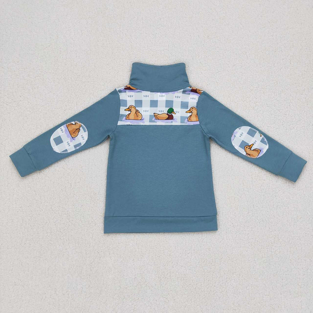 Sibling Baby Boys Long Sleeves Western Ducks Baseballs Half Zipper Pullovers Top