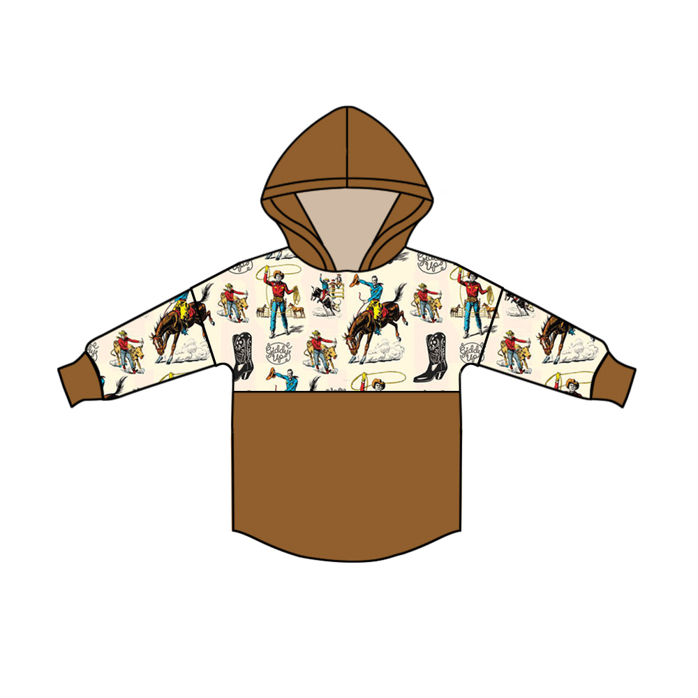 8.17 pre-order brown boys horserider hooded tops BT0330