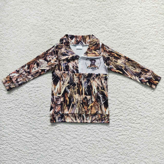 BT0333 brown dog camo jacket boys polo tops