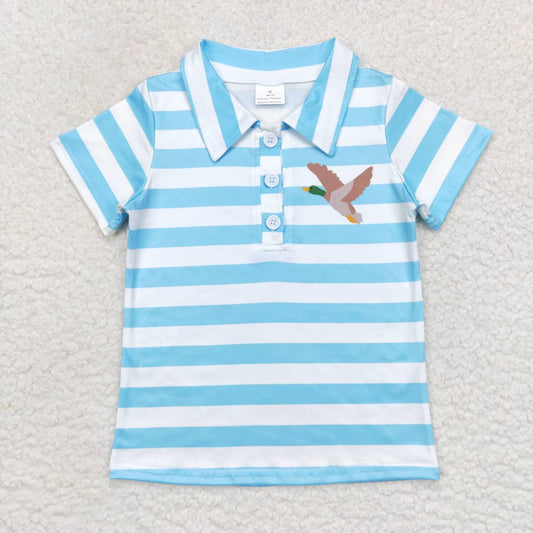 BT0338 blue striped short sleeve T-shirt