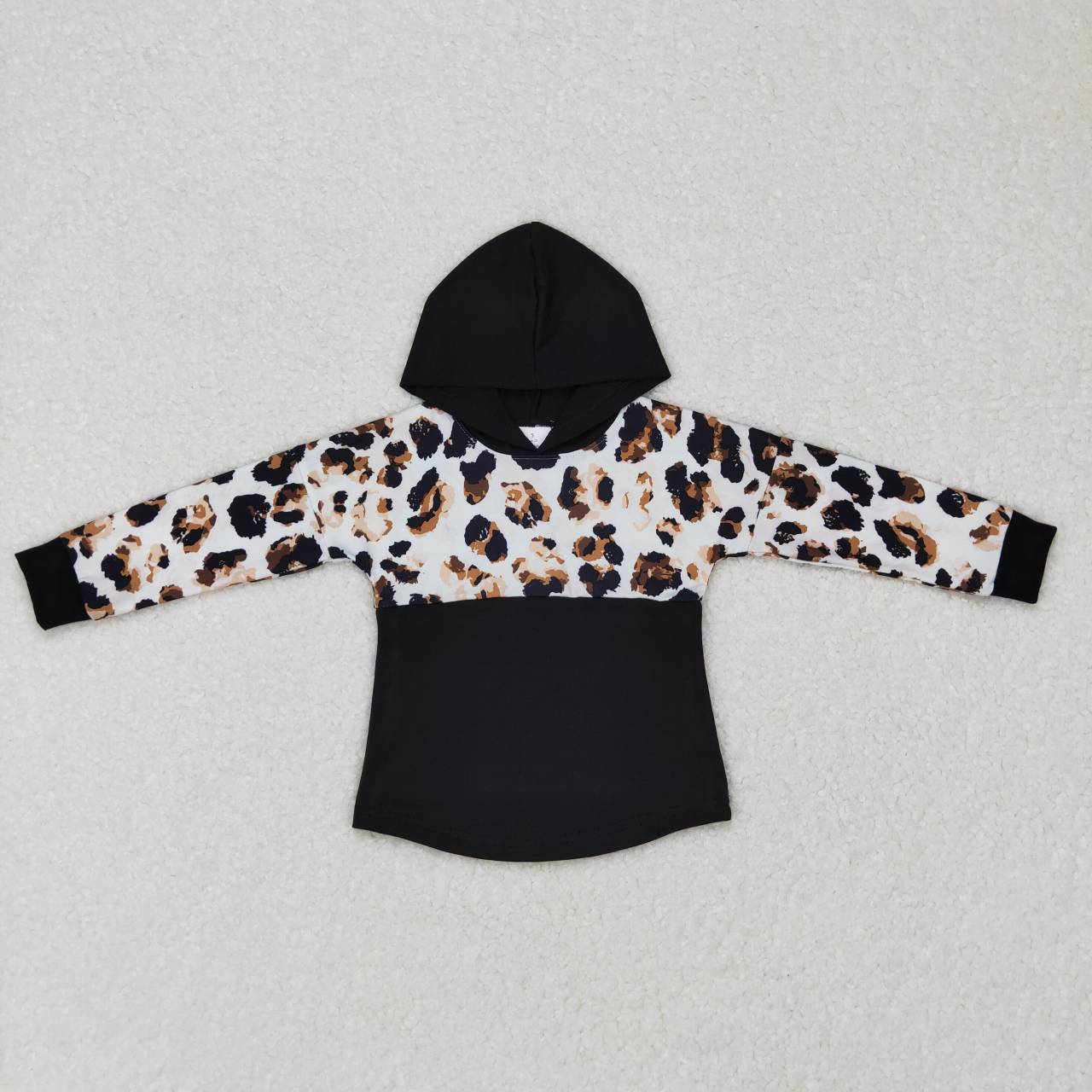 BT0368 baby boy clothes black leopard print boy hoodies top
