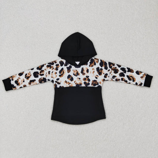 BT0368 baby boy clothes black leopard print boy hoodies top