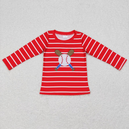 BT0387 boys baseball red long sleeve t-shirts