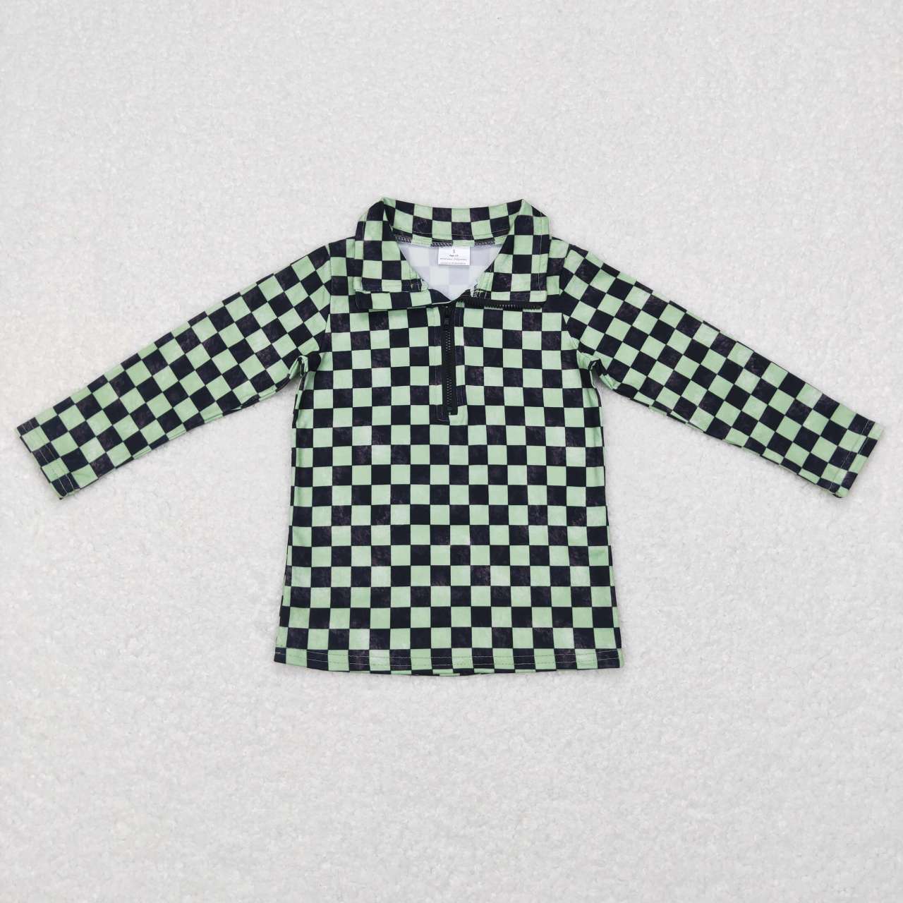 BT0399 boys autumn black green plain long sleeve zipper polo shirt