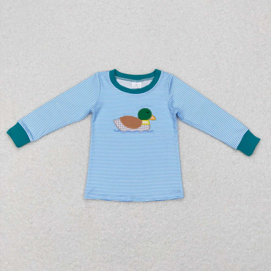 BT0402 kids clothes boys embroidery mallard  top