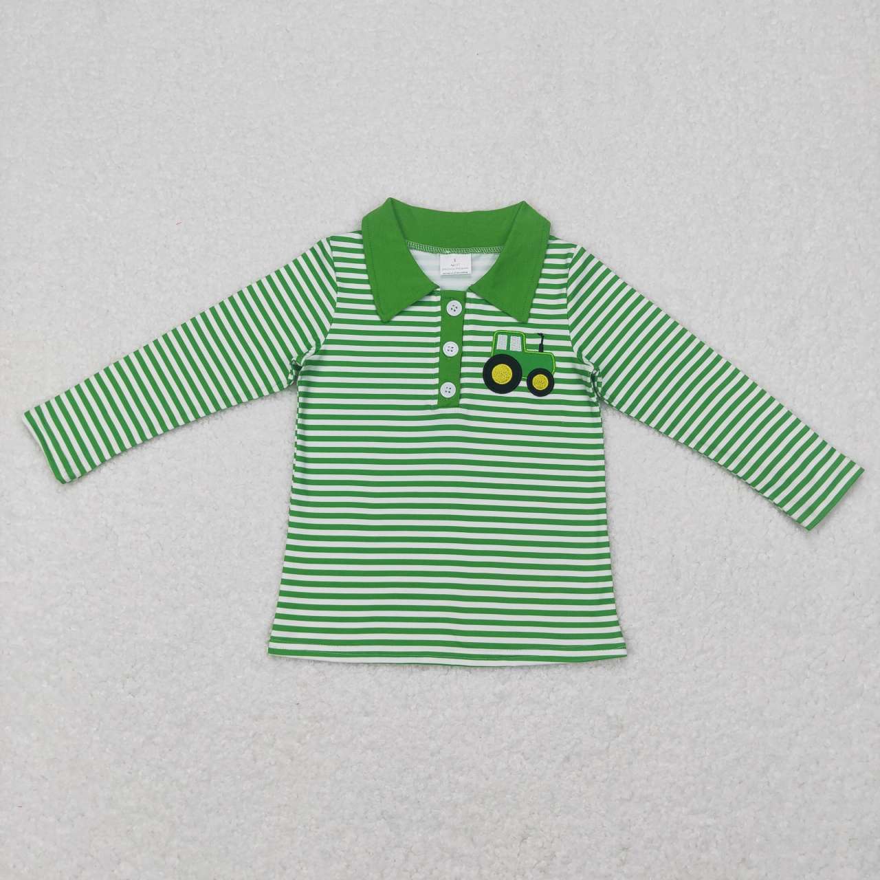 BT0405 boys green truck long sleeve t-shirts