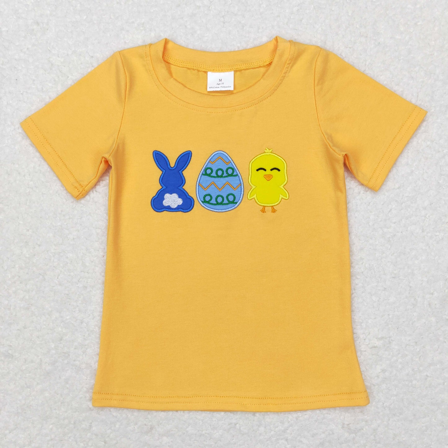 Sibling Baby Boys Girls Embroidery Eggs Rabbits Cross Easter Tee Shirts Top