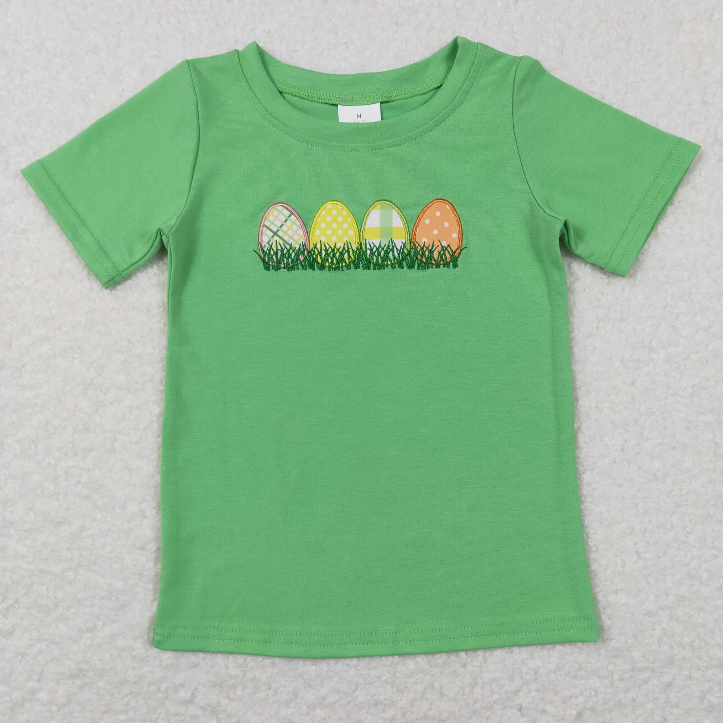 Sibling Baby Boys Girls Embroidery Eggs Rabbits Cross Easter Tee Shirts Top