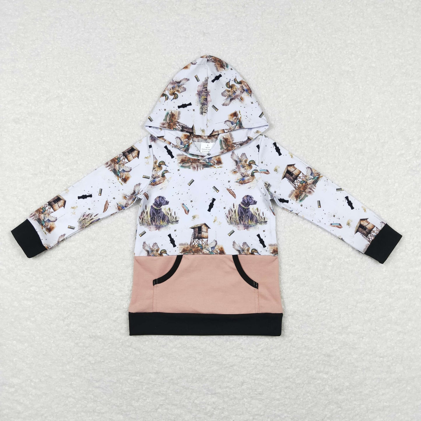 Sibling Baby Boys Western Camo Ducks Dogs Horse Long Sleeves Pocket Hoodies Tops