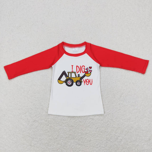 BT0523 baby boy clothes tractor hearts boy valentines day top