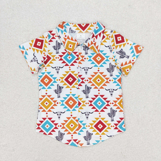 BT0550 boy clothes boy aztec geometric cactus summer top