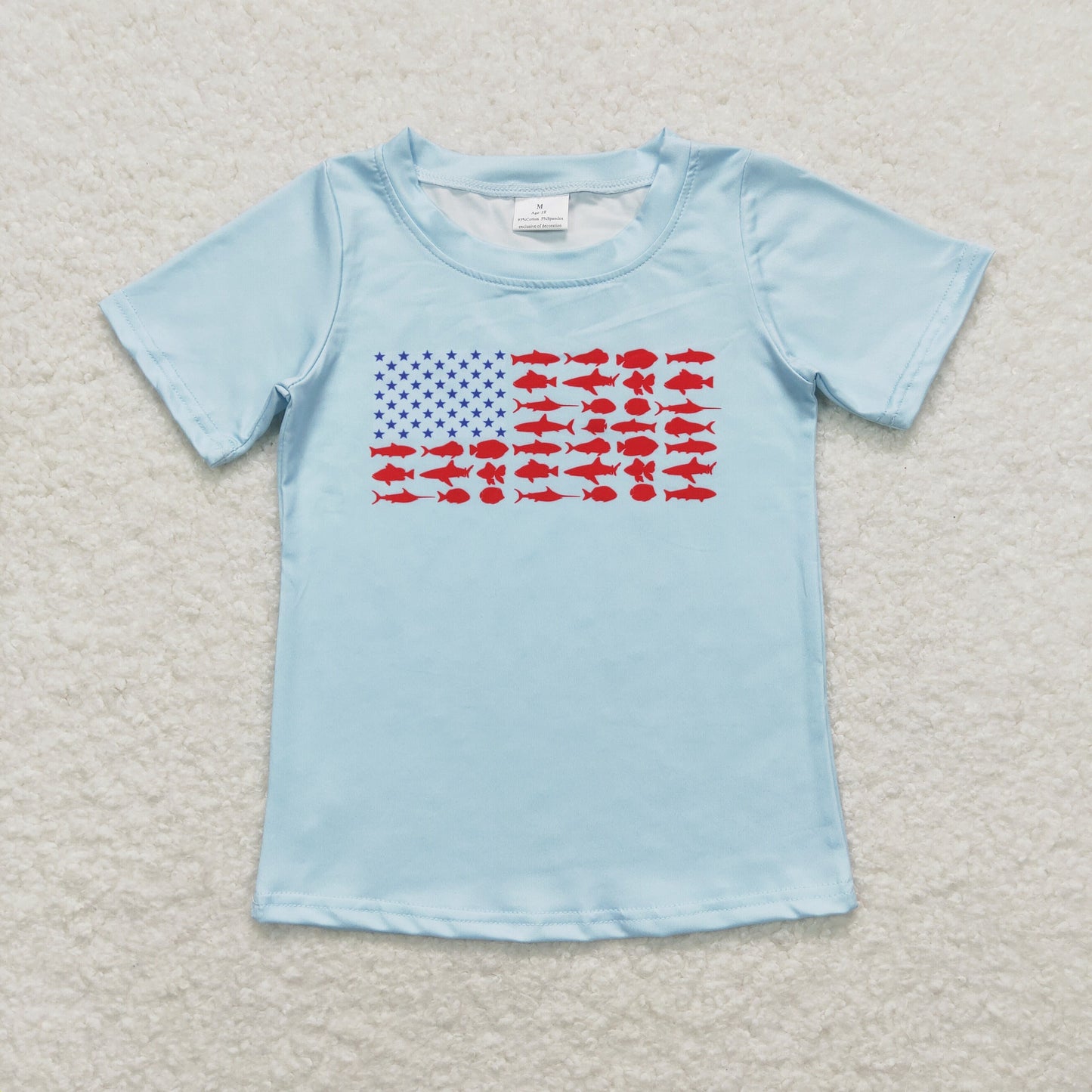 Sibling Baby Boys Girls Blue Red Stripe Stars 4th of July Tee Shirts Top
