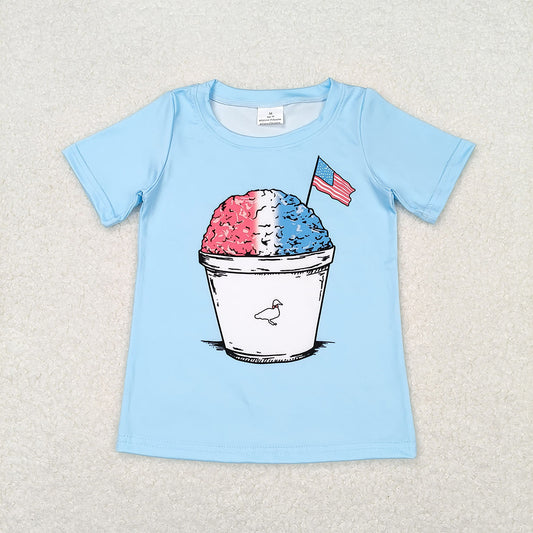 BT0648 baby boys sandy flag short sleeve summer tshirt