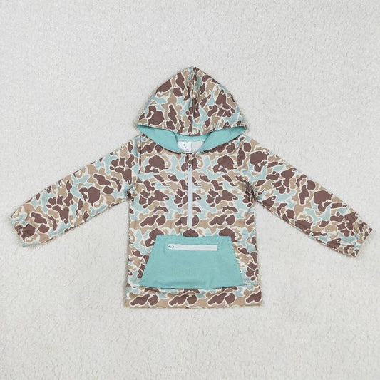 BT0751   toddler boys clothes green camouflage hooded tops