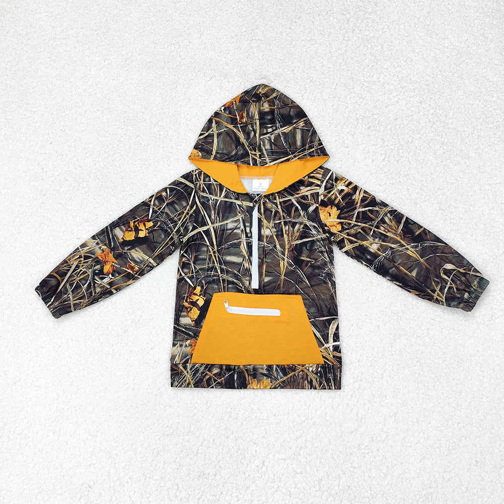 Sibling Baby Boys Western Camo Long Sleeves Pockets Zipper Hoodies Tops