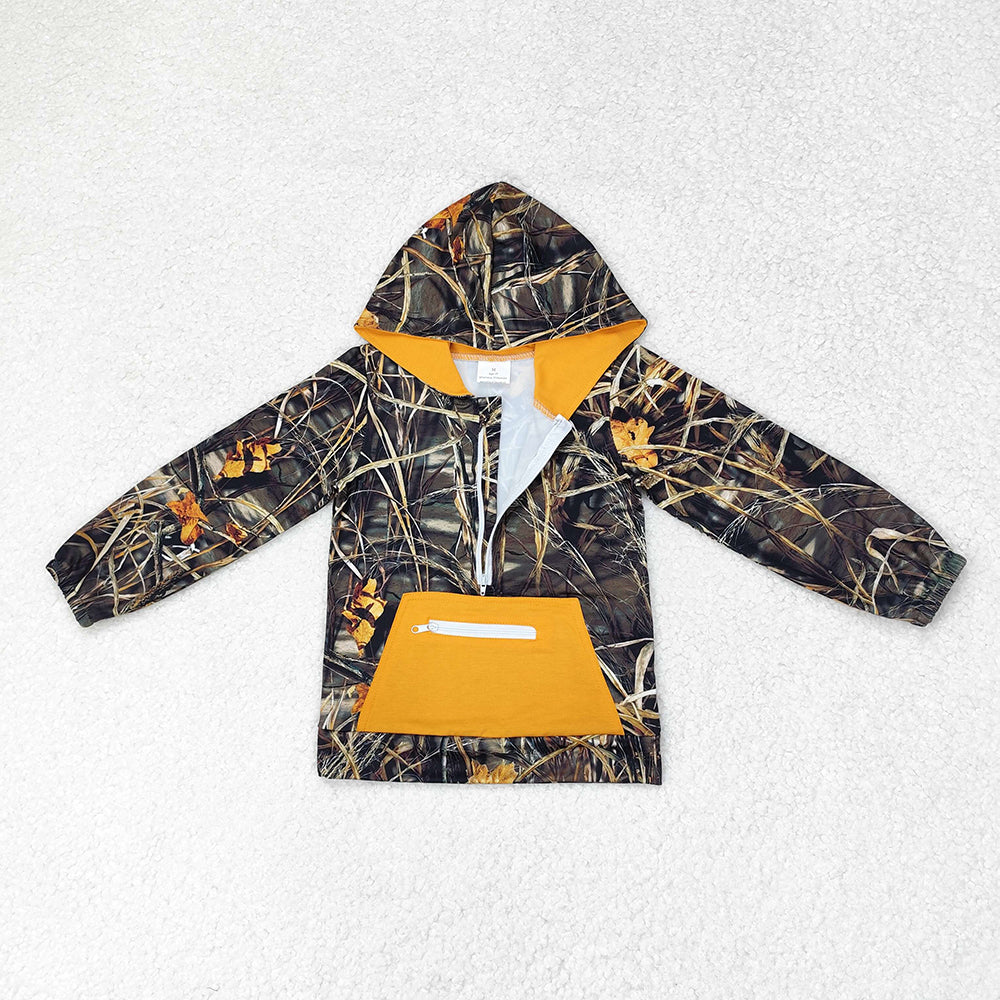 Sibling Baby Boys Western Camo Long Sleeves Pockets Zipper Hoodies Tops